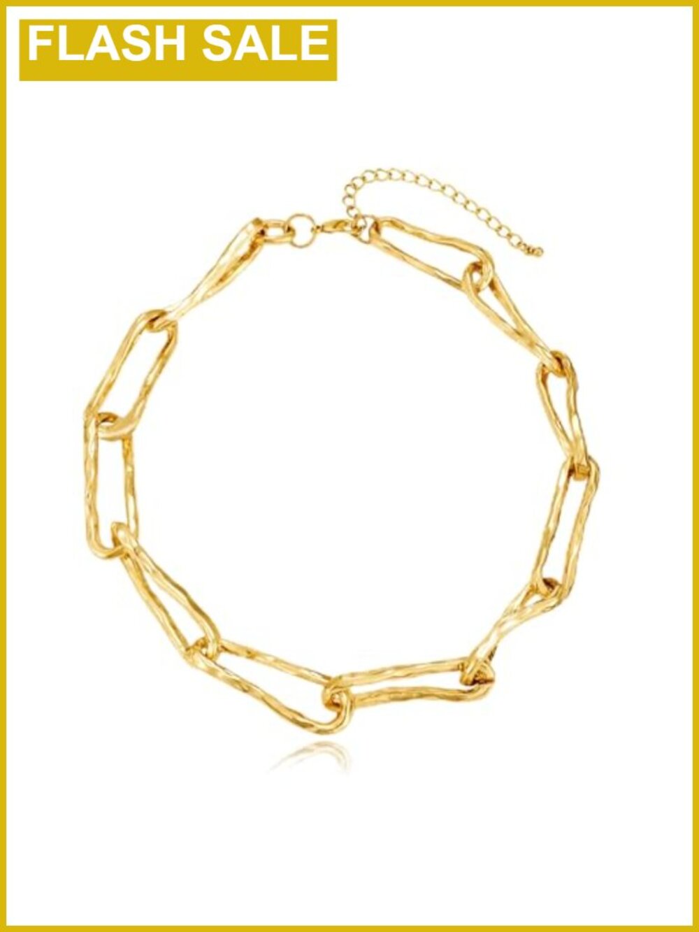 14K Gold Plated Paperclip Choker Necklace Adjustable Chain Bold Statement